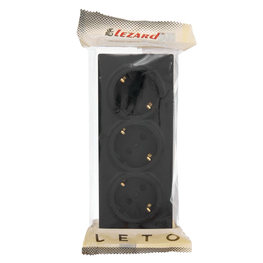 LETO (антрацит) Lezard LETO Розетка наружная 3-я с/з (антрацит) 752-4200-127BUP