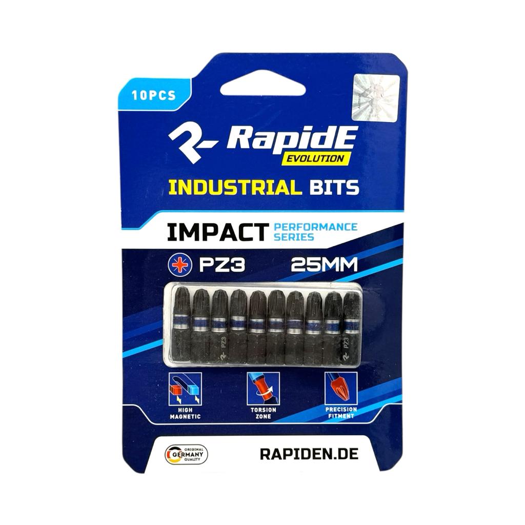 Біти та насадки для шуруповерту RAPIDE IMPACT Біта PZ3 25мм. (уп./10шт.)