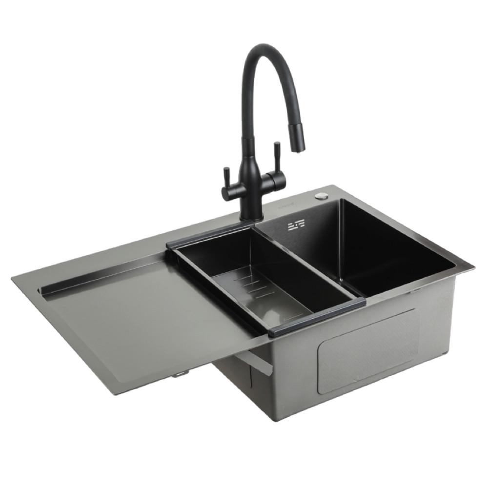 Мойки из нержавейки GAPPO GS7850-6L Кухонна мийка накладна 780x500мм. (нержавіюча сталь 0,8мм., з PVD покриттям)