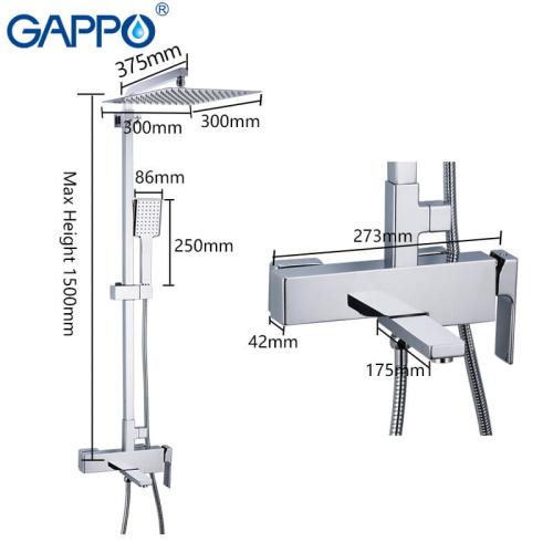 Душевые системы GAPPO G2418 (FUTURA) душ. система лат. корпус 3х функ. Ø35