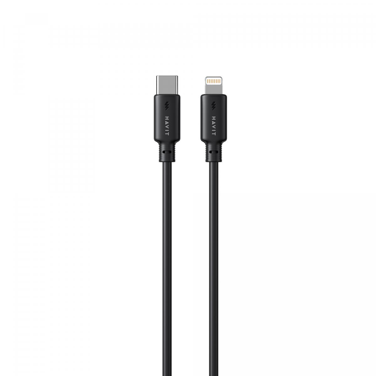 Кабели и адаптеры HAVIT HV-CB304C Кабель Type-C - Lightning PD30W 3A 1м Black 28576