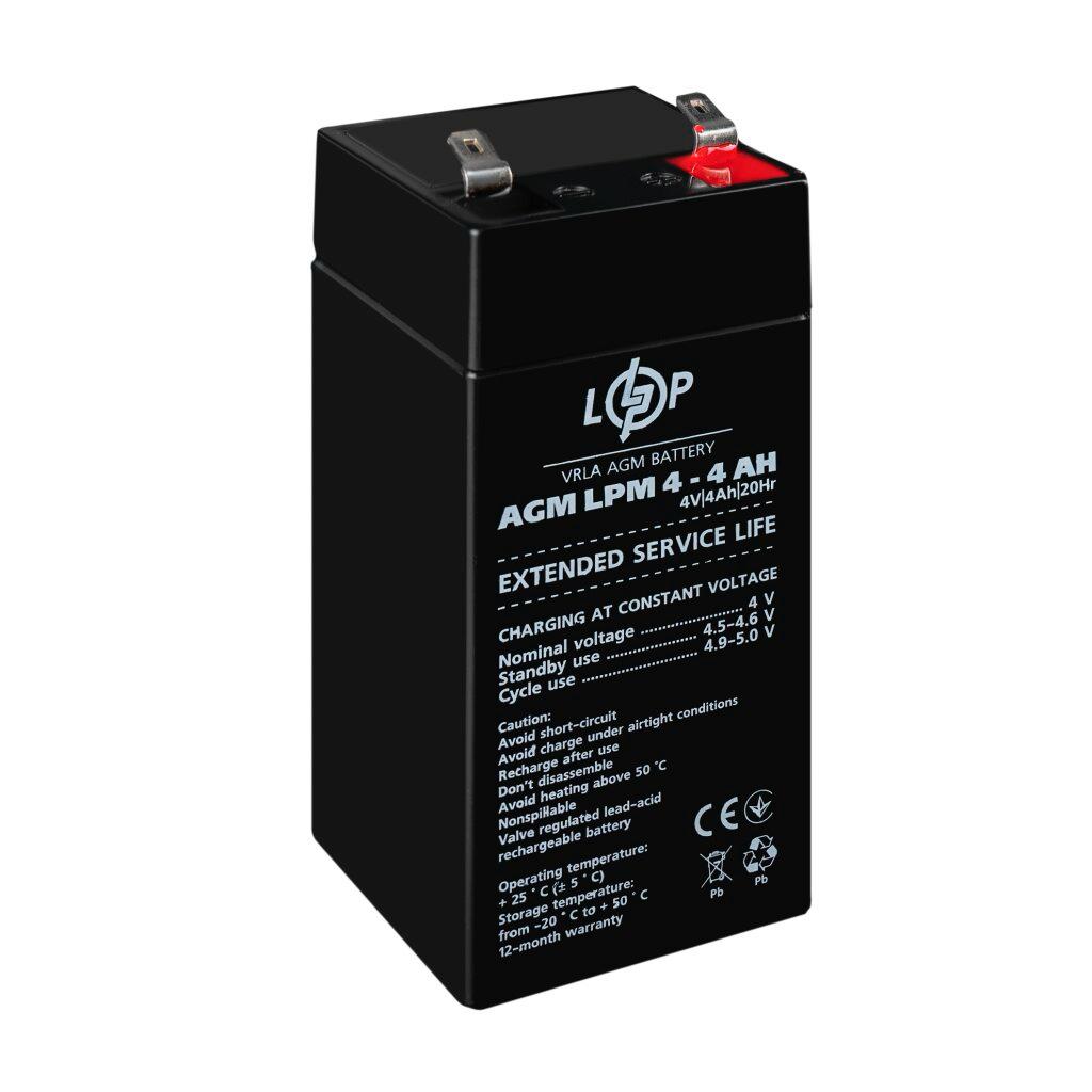 Аккумуляторы свинцово-кислотные (AGM) LogicPower Акумулятор свинцево-кислотний AGM LPM 4V/4Ah 4135