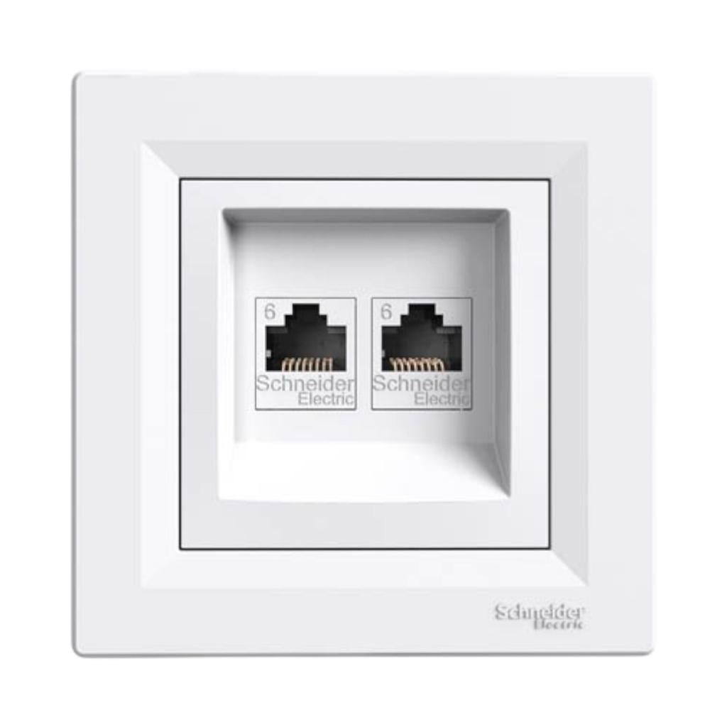 ASFORA (белая) Schneider ASFORA Розетка комп. двойная RJ45 кат. 6 UTP (белая) EPH4800121