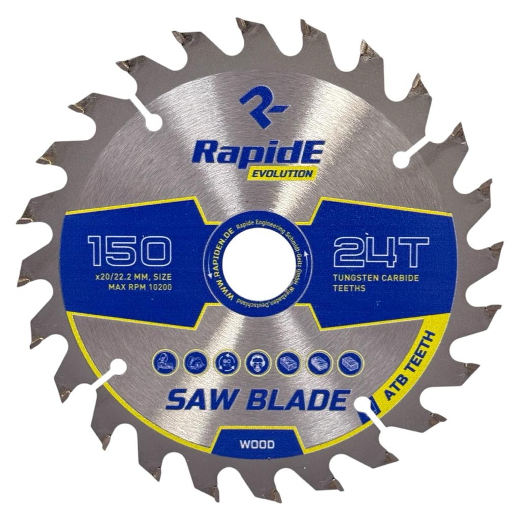 Диски по дереву RAPIDE Basic Series Диск пильний по дереву Ø150*20/22,23мм. (24зуб.) RAHФ-00001402