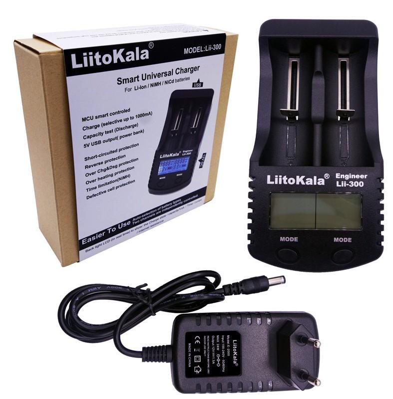 Зарядные устройства LiitoKala Зарядное устройство для аккумуляторов 2*18650, LCD дисплей Lii 300