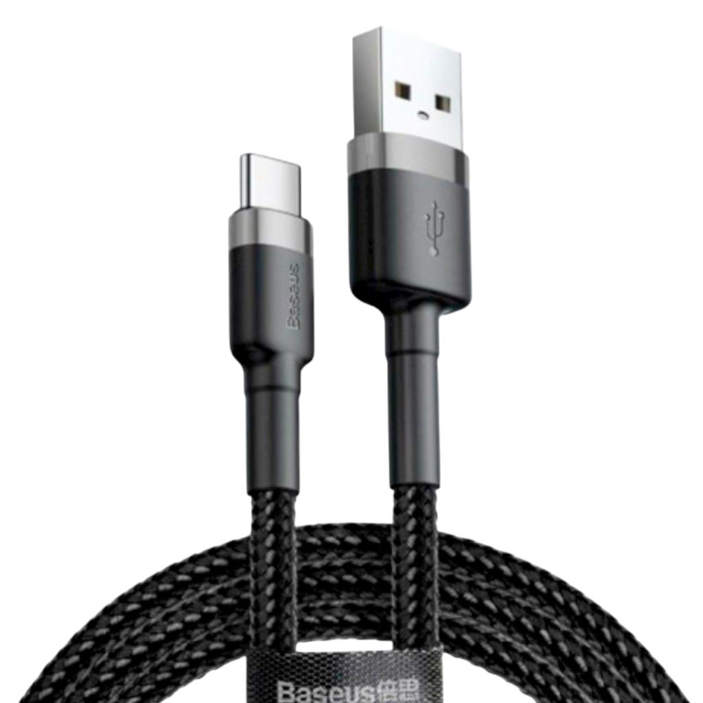 Кабелі та адаптери Baseus Кабель Cafule Series Fast Charging Data Cable USB to Type-C 3A 1,0m. Black-grey CATKLF-BG1