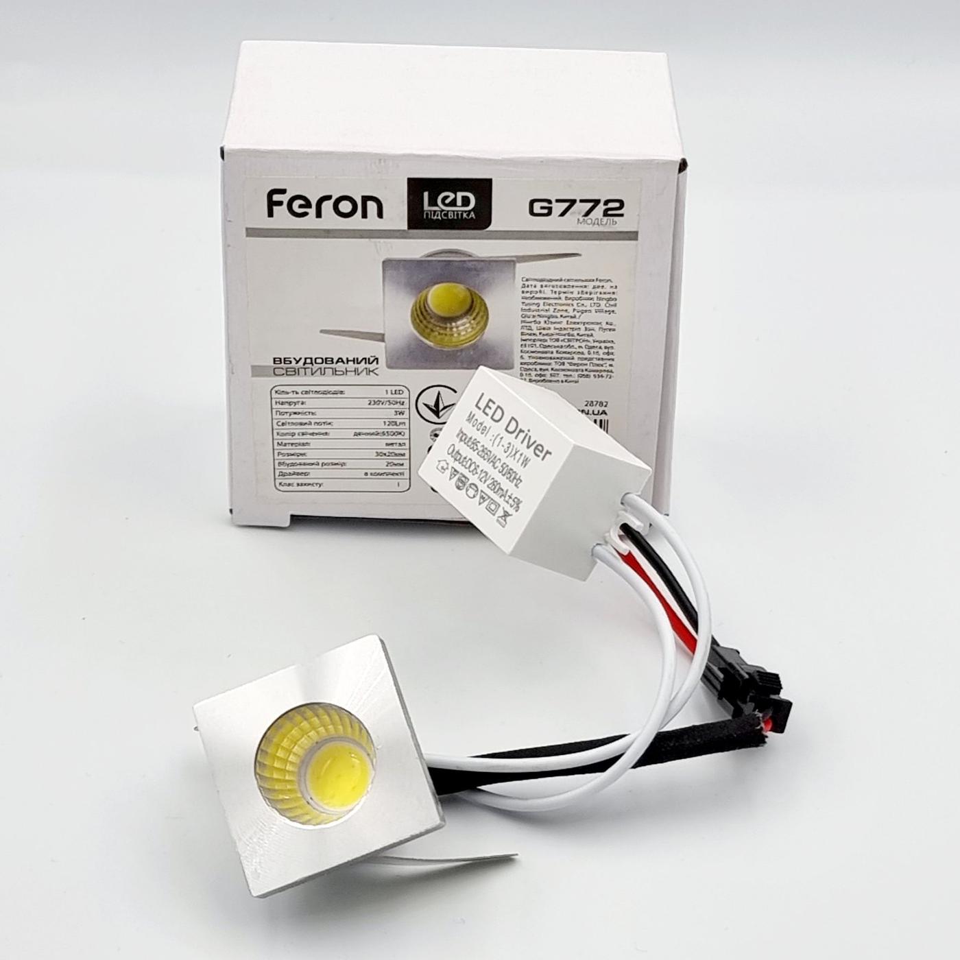 LED-Светильники (встраеваемые) Feron LED-Светильник (серебро) 3W 6500K G772