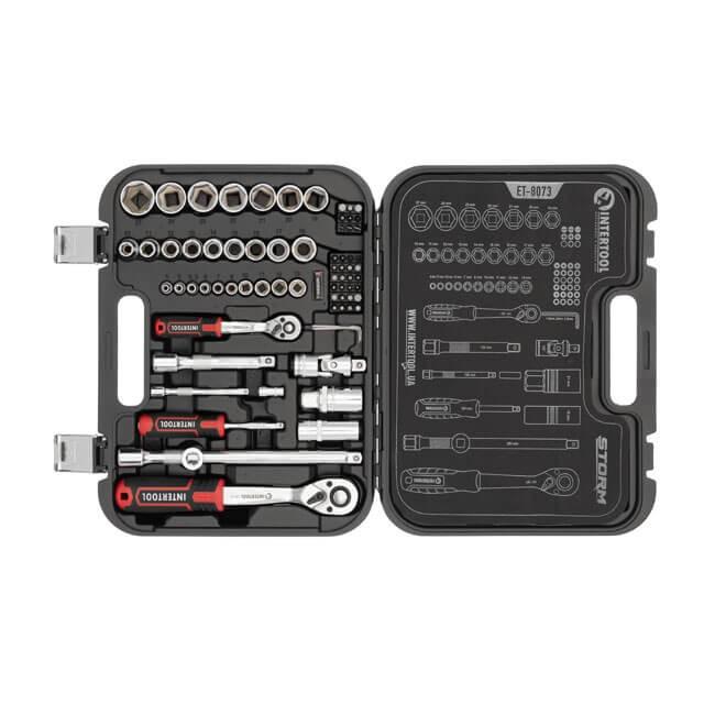 Набори інструментів INTERTOOL STORM Набір інструментів 73 од., 1/2 , 1/4 ET-8073