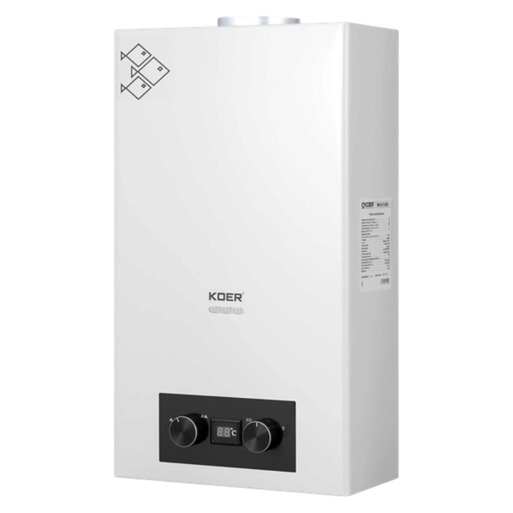 Газові колонки KOER KWH.G0110 Газова колонка димохідна 10л. WHITE 180*340*590мм. (KR5553)