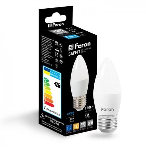 LED-Лампы Feron LED-Лампа SAFFIT свеча 7W 4000K 720Lm E27 LB-197