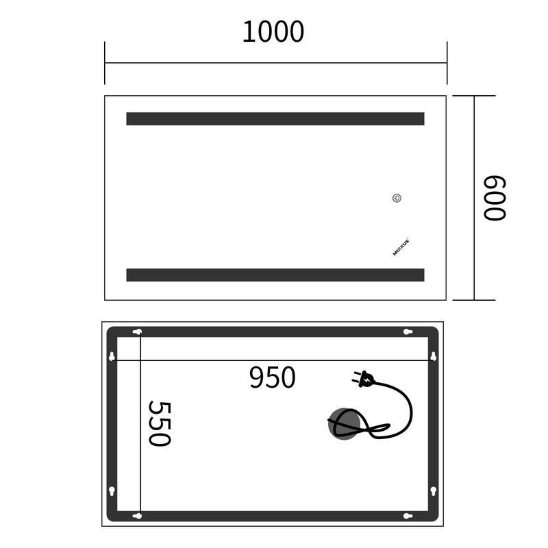  Дзеркала з підсвічуванням MIXXUS Premium LINES MR17-100x60-REVERSE Дзеркало (LED Touch, Anti-fog, димер) (MP6625)
