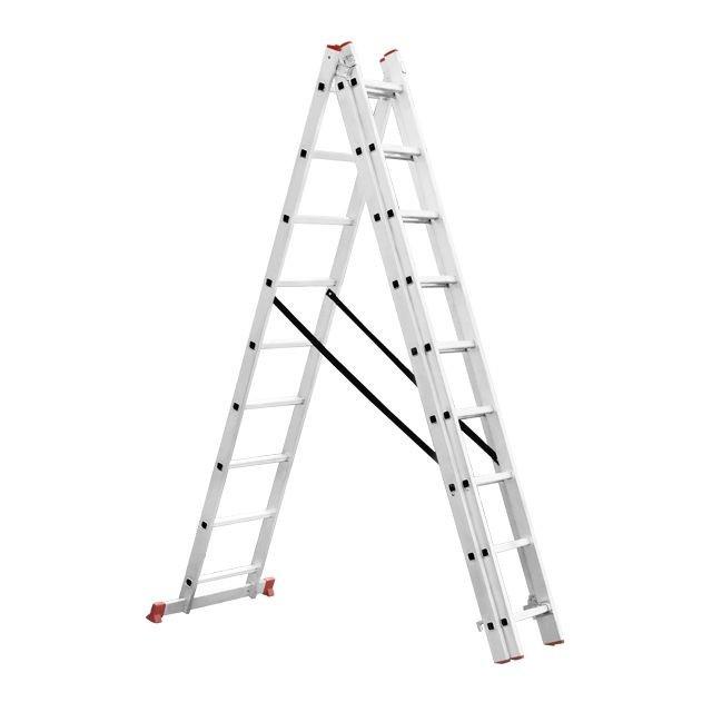 Лестницы трёхсекционные INTERTOOL Лестница универс. раскладная 3*8 ступ. 5,09м. LT-0308