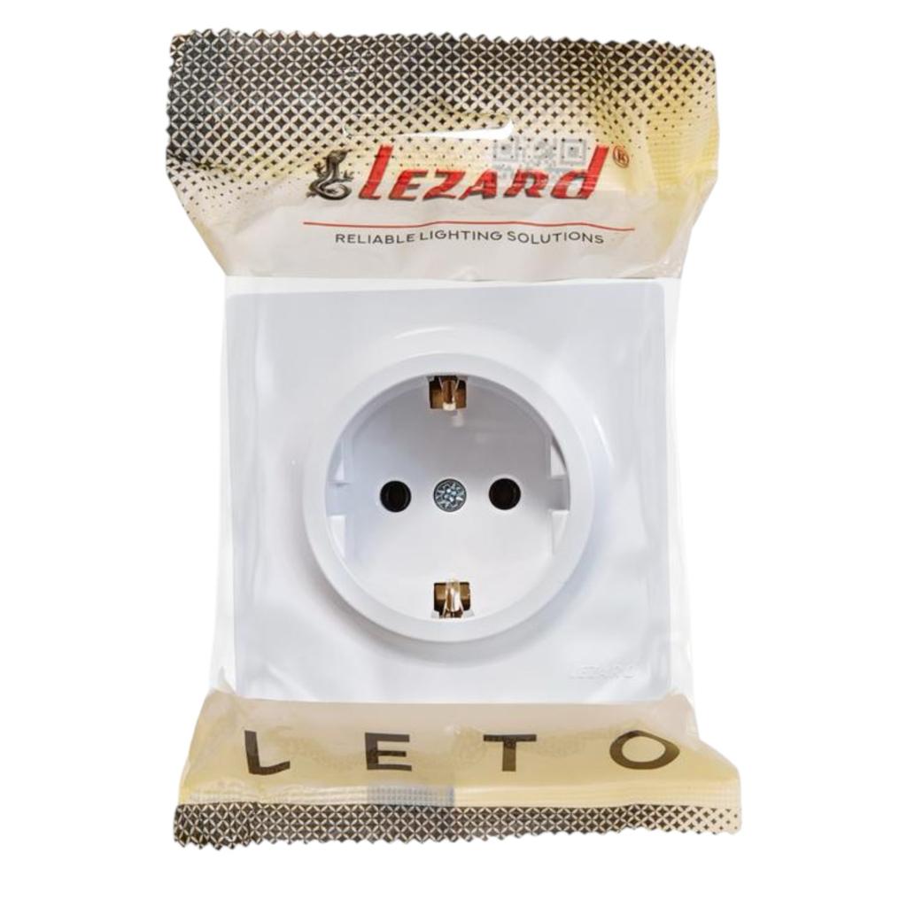 LETO (белая) Lezard LETO Розетка наружная 1-я с/з (белая) 752-0200-122B
