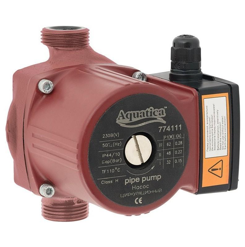 ЦИРКУЛЯЦІЙНІ НАСОСИ AQUATICA Насос циркуляційний 130Вт Hmax 7м Qmax 87л/хв Ø1½ 180мм+гайки Ø1 774138