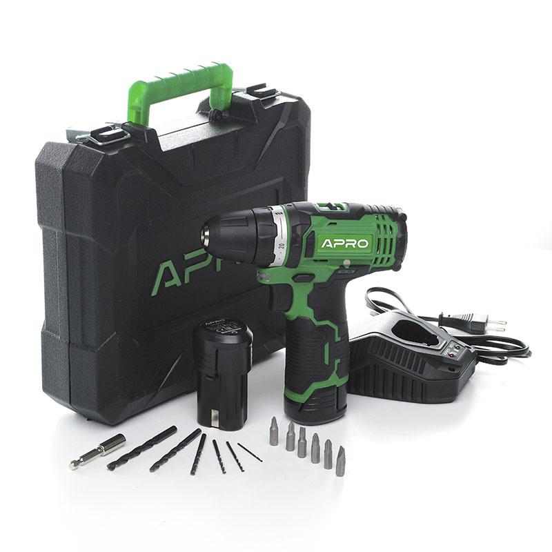 Шуруповёрты аккумуляторные APRO Шуруповерт аккумулятор. 12V 12D (АКБ 2*1,5Ah и ЗУ, кейс) 895003