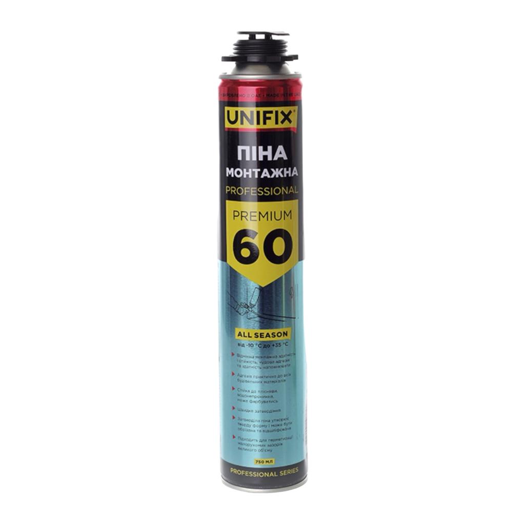 Піна монтажна UNIFIX PREMIUM 60L Піна монтажна професійна всесезонна 750 мл. 951235