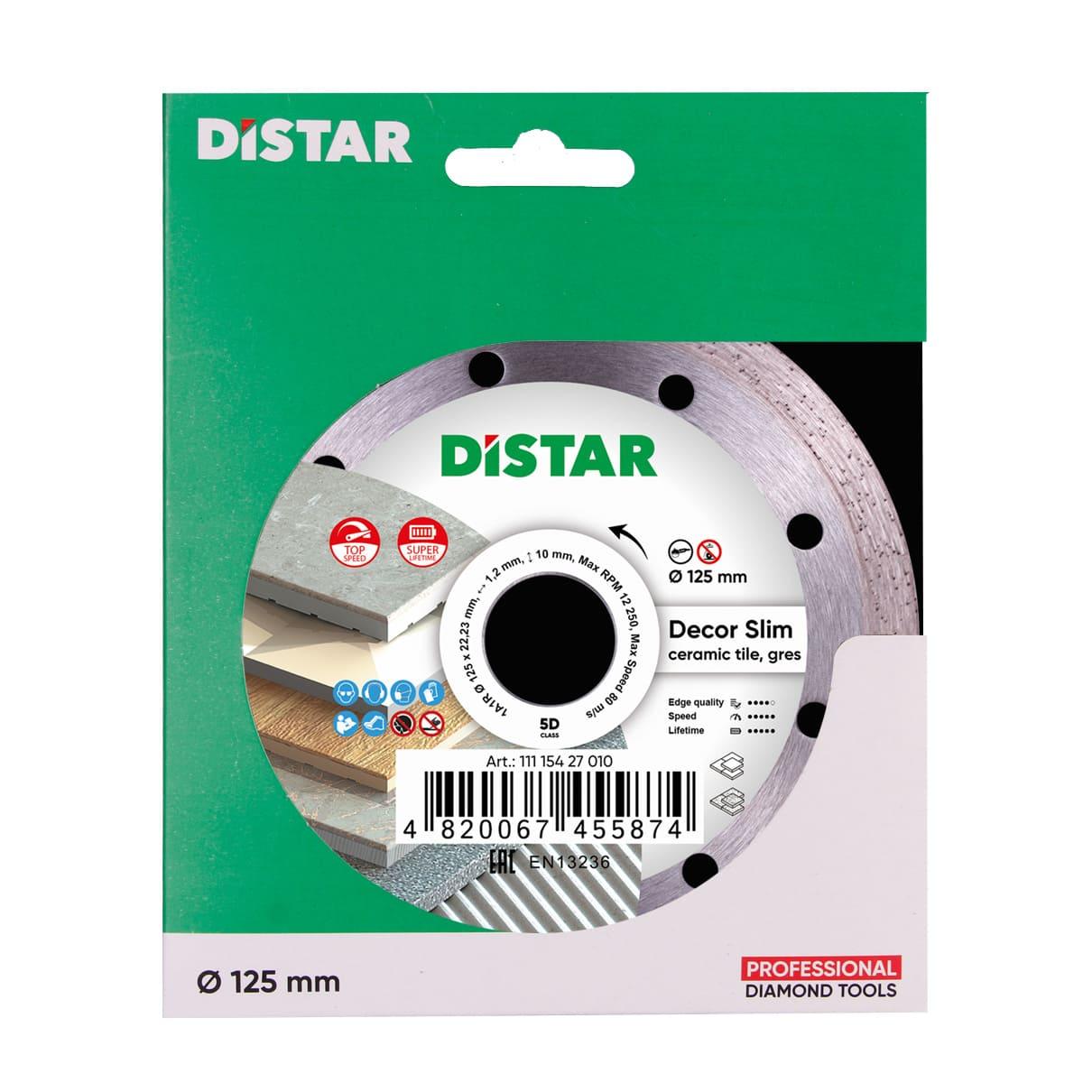 Диски алмазні DISTAR 1A1R DECOR SLIM Диск алмазний 125x1,2/1,0x8x22,23мм. 11115427010