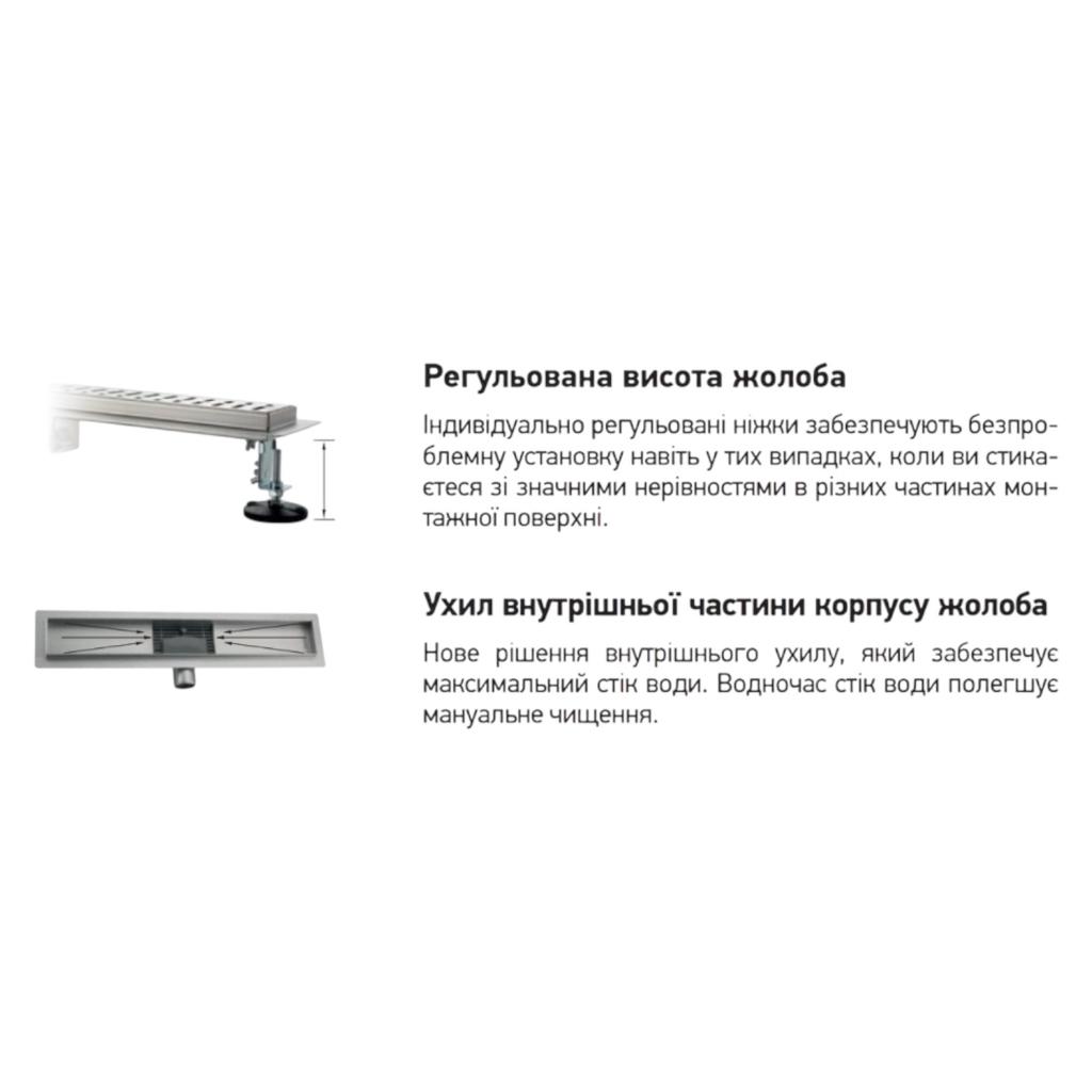 Душові трапи KOER FD29-70x900 Душовий трап із нержавіючої сталі SUS304 900*70*70мм під плитку (мокрий/сухий затвор) (AC0626)