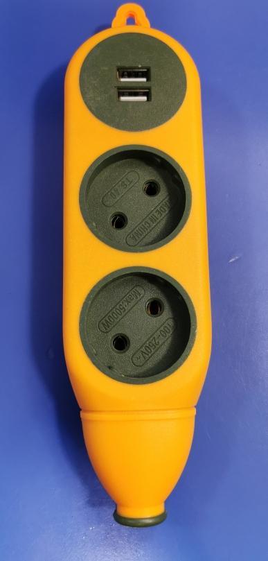 Колодки електричні Колодка для подовжувача 2+2гнізда+2*USB б/з (помаранчова)