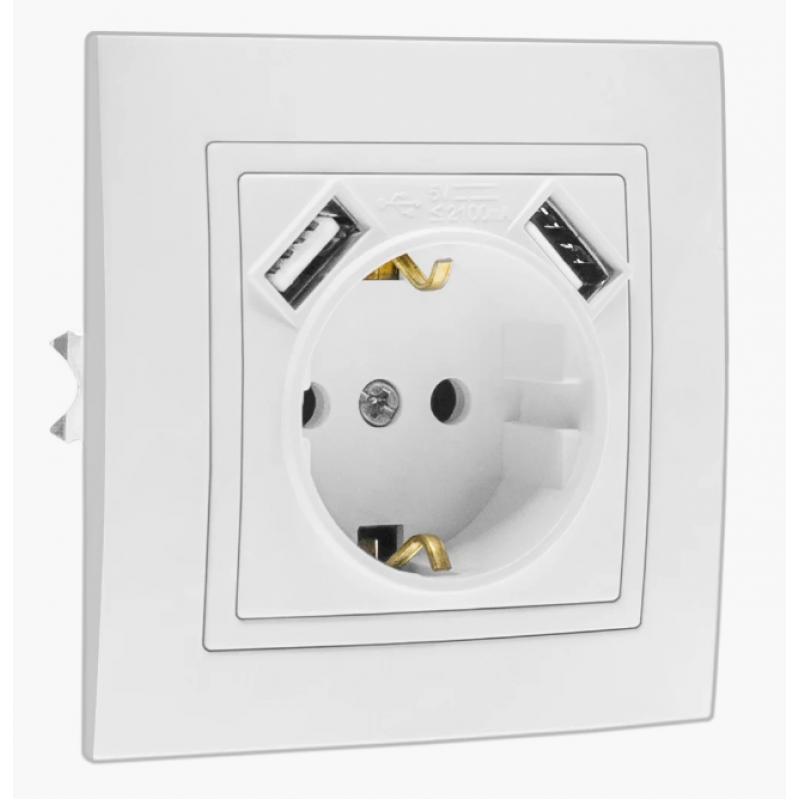 ELEGANT MARSHEL ELEGANT Розетка внутр. 1-я з/з (белая)+2*USB RS16-372