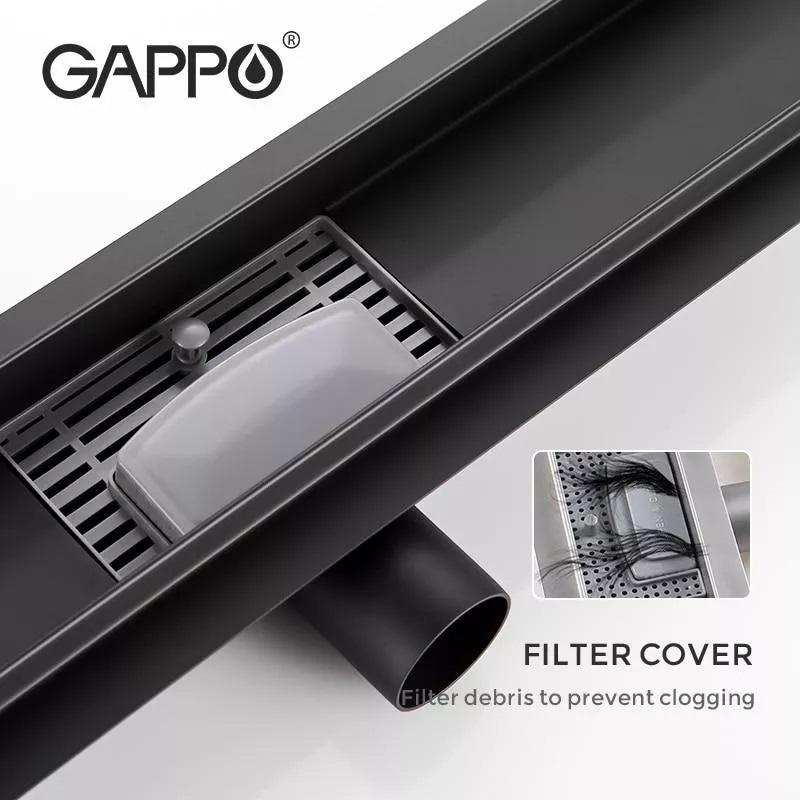 Душові трапи GAPPO G85007-36 Душовий трап із нержавіючої сталі 70*500мм (чорний)
