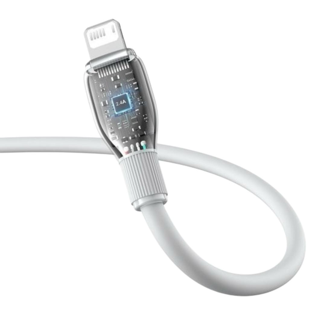 Кабелі та адаптери Baseus Кабель Pudding Series Fast Charging Data Cable USB to iP 2.4A 2.0m. White P10355700221-01