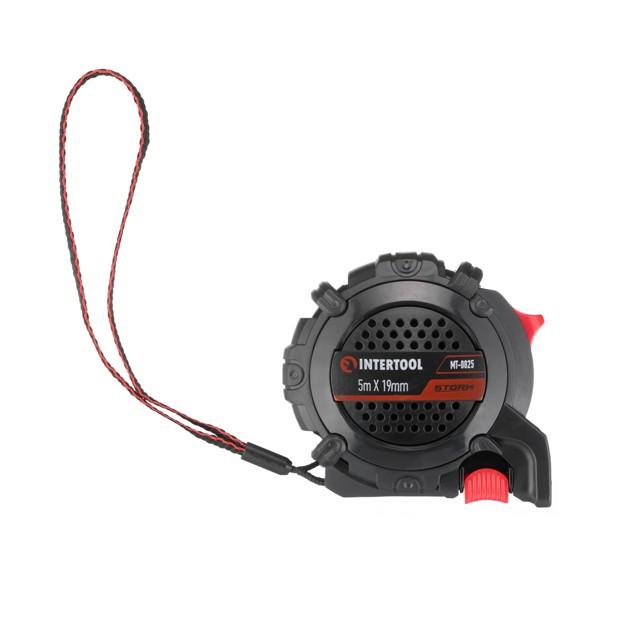 Рулетки INTERTOOL STORM Рулетка с металлическим полотном покрытым нейлоном и магнитами на зацепе 5м*19мм MT-0825