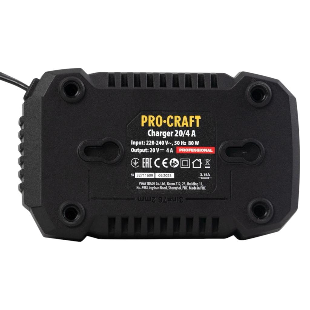 Аккум. батареї і ЗП PROCRAFT Зарядний пристрій 4A Charger20/4A
