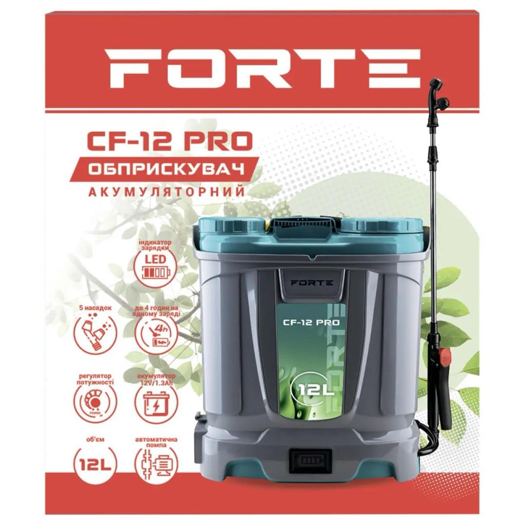 Обприскувачі акумуляторні FORTE Обприскувач акумуляторний 12л., 8Ah/12V тиск 2-4 bar, вага 5,5кг. CF-12 PRO