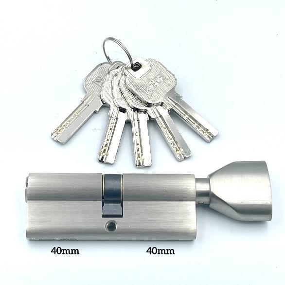 Цилиндры ZETE Цилиндр ключ-тумблер 40*40 (никель) 80MM-SN-K