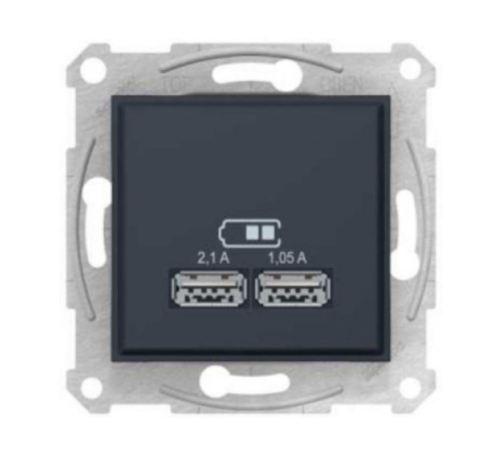 ASFORA (антрацит) Schneider ASFORA Механизм розетки внутр. 2*USB (антрацит) EPH2700271