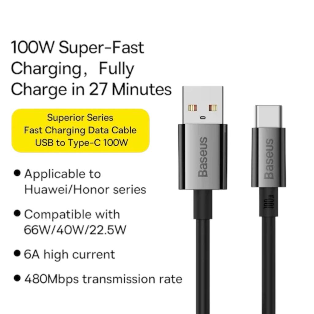 Кабелі та адаптери Baseus Кабель Superior Series Fast Charging Data Cable USB to Type-C 100W 2.0m. Cluster Black P10320102114-02