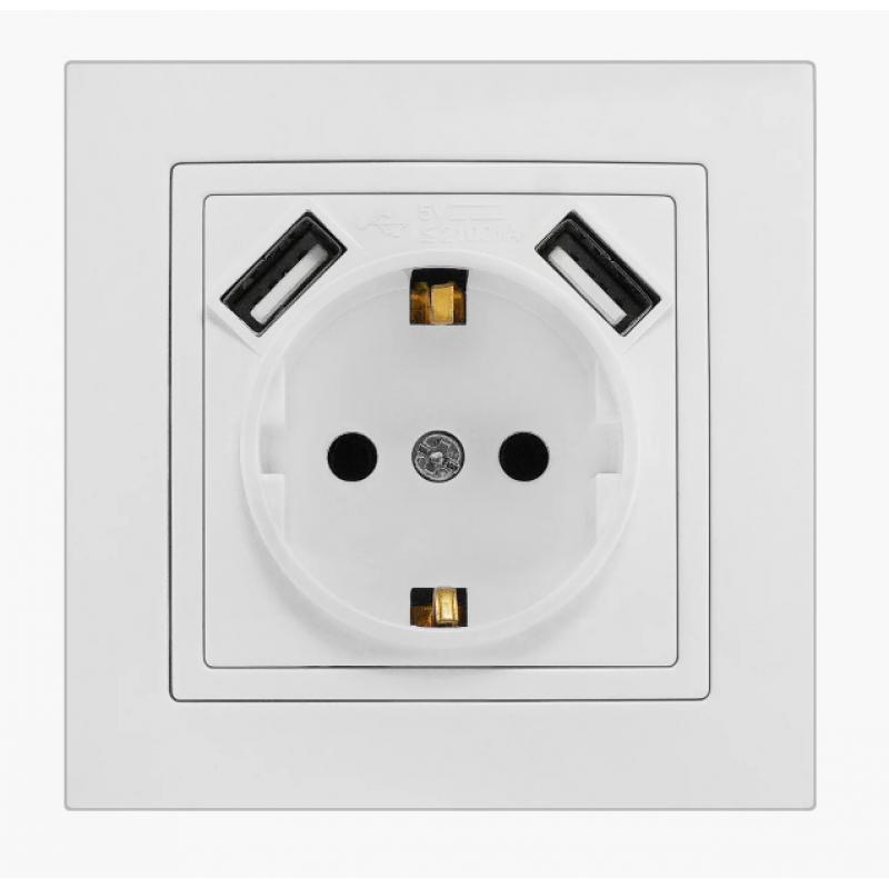 ELEGANT MARSHEL ELEGANT Розетка внутр. 1-я з/з (белая)+2*USB RS16-372