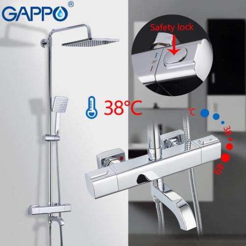 Душевые системы GAPPO G2491 душ. система с термостатом лат. корп. 3х функ.