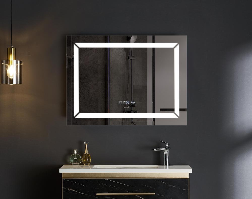 Зеркала с подсветкой MIXXUS LIGHT MR01-90x70 Дзеркало (LED Touch, Anti-fog, димер, регулюванням яскравості, годинник) (MI5999)