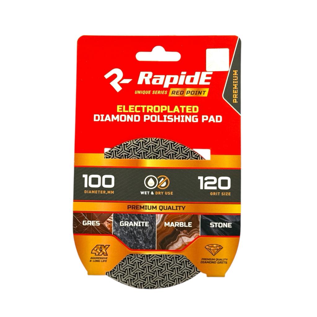 Круги шліфувальні для плитки RAPIDE Red Point Круг шліфувальний для плитки гальванічний (черепашка) Ø100мм. P120