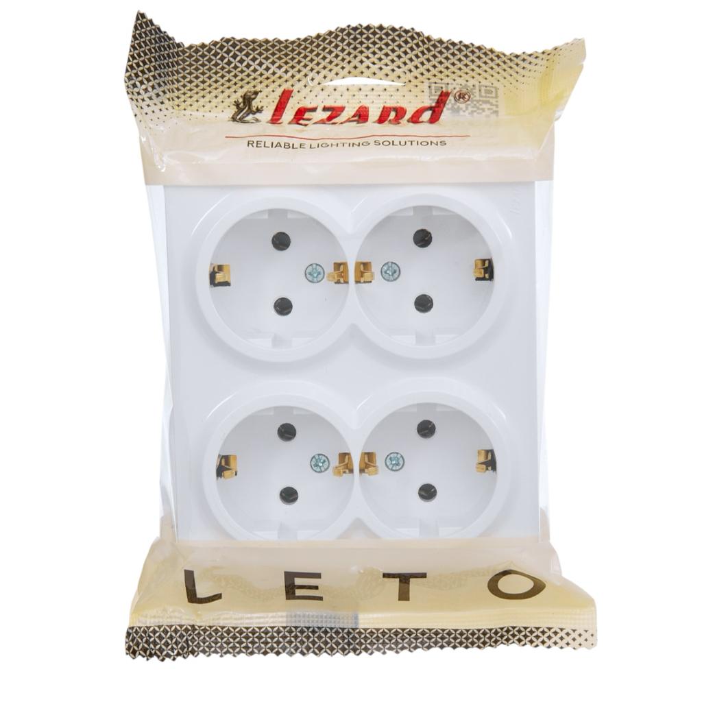 LETO (белая) Lezard LETO Розетка наружная 4-я с/з (белая) 752-0200-127BDP