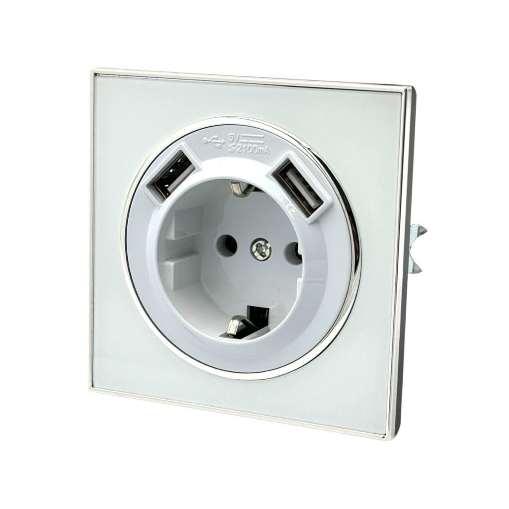 LAURA RightHausen LAURA Розетка внутр. 1-а з/з + 2 USB (біла) HN-015241