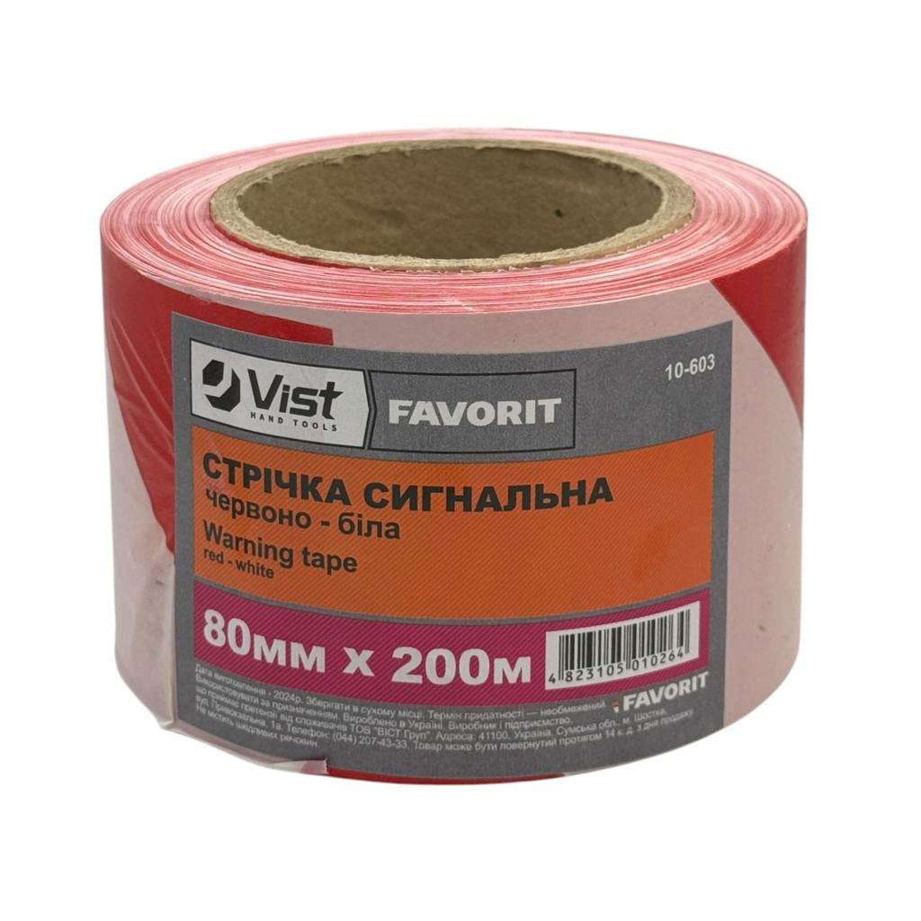 Сигнальні стрічки FAVORIT Сигнальна стрічка 80мм.*200м. (червоно-біла) 10-603