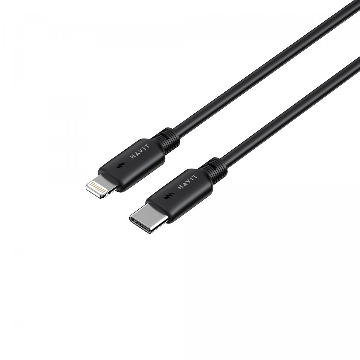 Кабели и адаптеры HAVIT HV-CB304C Кабель Type-C - Lightning PD30W 3A 1м Black 28576