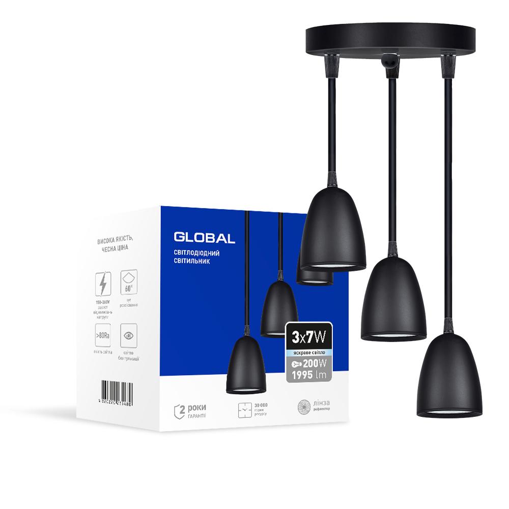 Акцентные светильники  GLOBAL LED-Светильник акцентный 3*7W 4100K (чёрный) 3-GPL-12141-CB