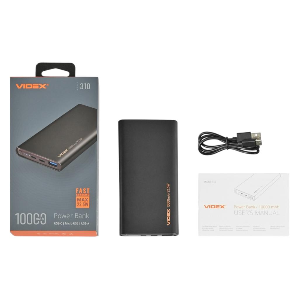 Повербанки (POWER BANK) VIDEX VPB-310-B Power bank 10000mAh PD20W 22.5W Black
