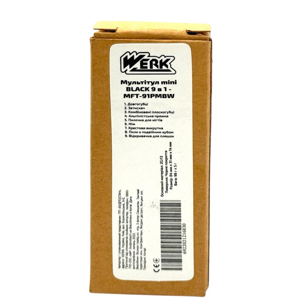 Мультиинструменты (мультитулы) WERK Мультинструмент (мультитул) 9в1 mini Black MFT91PMBW