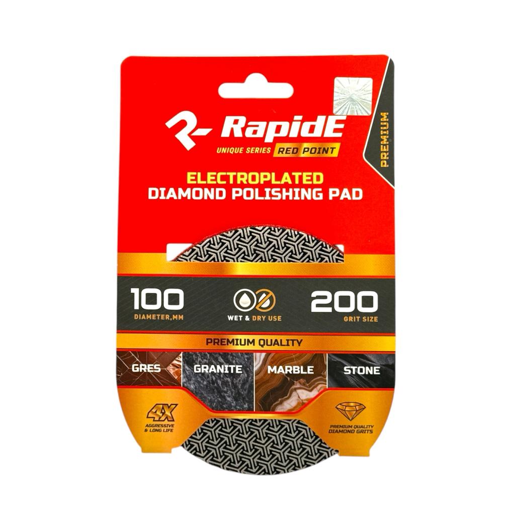 Круги шлифовальные для плитки RAPIDE Red Point Круг шліфувальний для плитки гальванічний (черепашка) Ø100мм. P200
