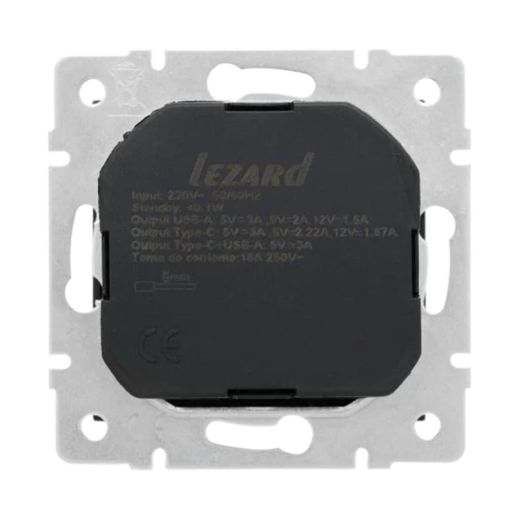 VESNA (антрацит) Lezard VESNA Механизм розетки внутр. 1-й с/з + USB + Type C (антрацит) 742-4288-181TC