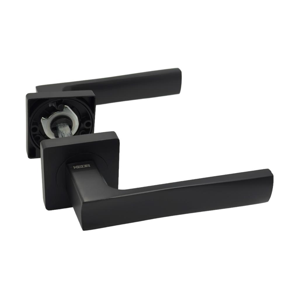 Ручки міжкімнатні KEDR R08.144-AL-Black mat Ручка дверна на кадратній розетці (чорний мат)
