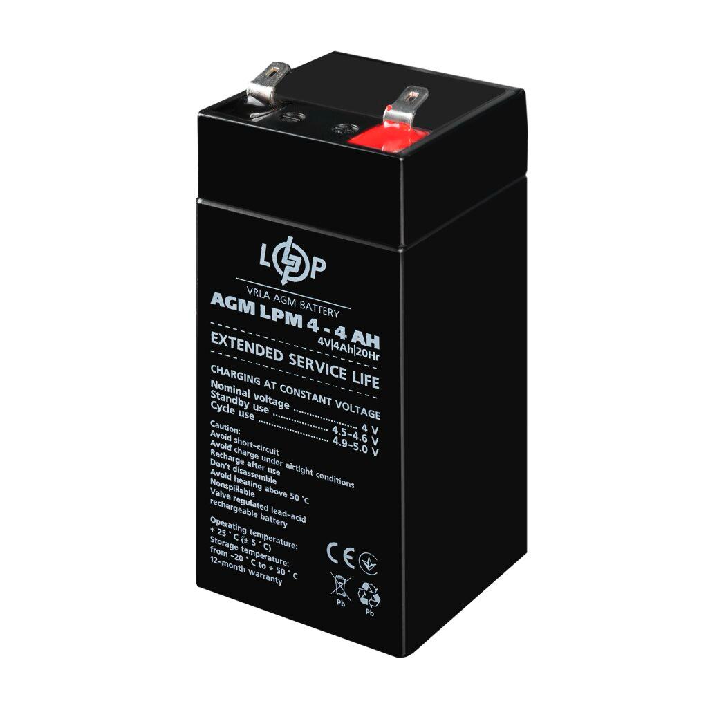 Аккумуляторы свинцово-кислотные (AGM) LogicPower Акумулятор свинцево-кислотний AGM LPM 4V/4Ah 4135