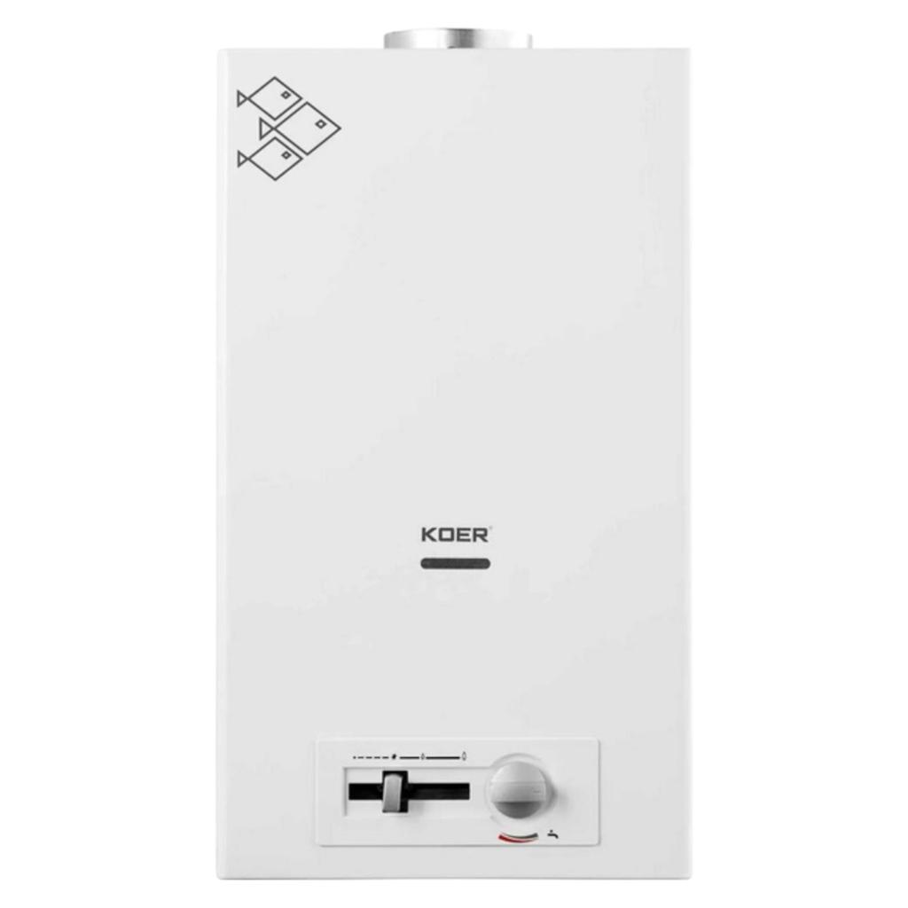 Газовые колонки KOER KWH.G0410 Газова колонка димохідна з п'єзорозпалом 10л. WHITE 180*340*590мм. (KR5663)
