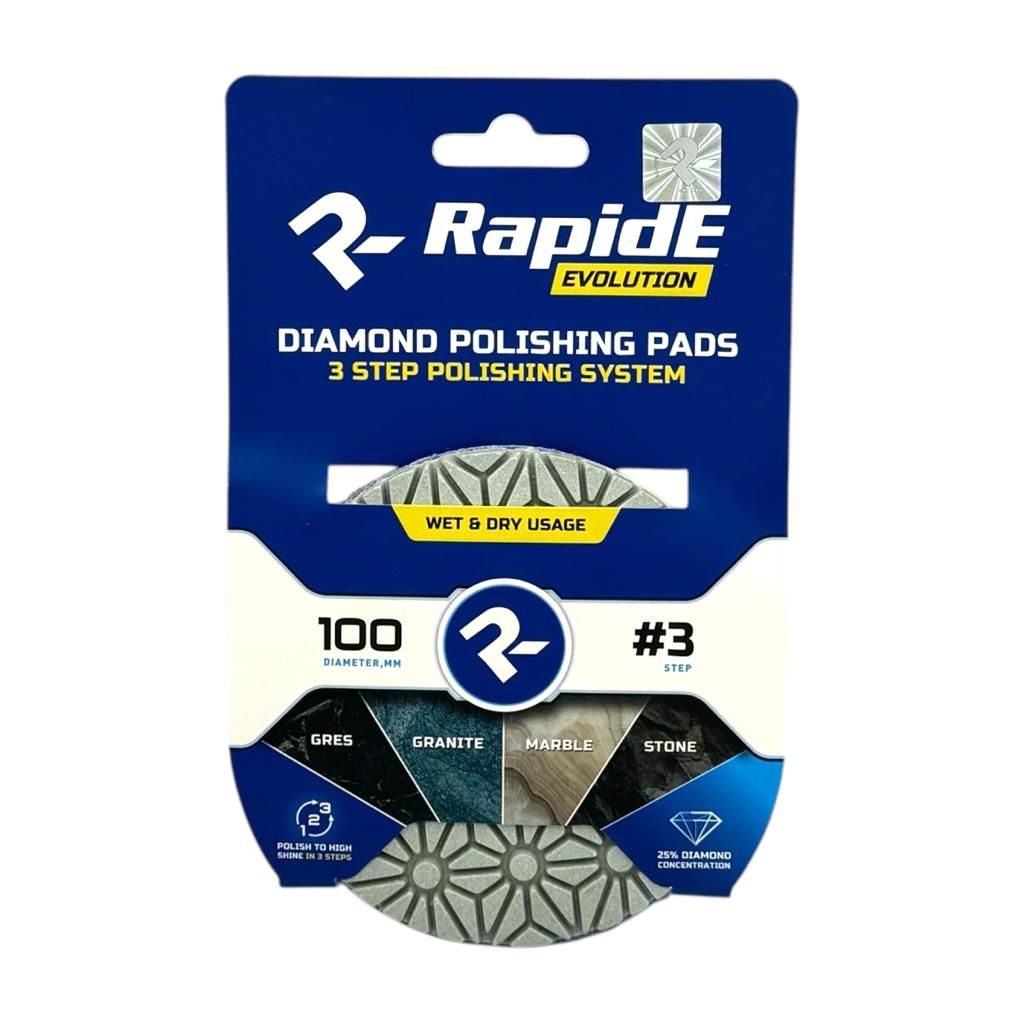 Круги шлифовальные для плитки RAPIDE Evolution Круг шліфувальний для плитки трьохступінчастий (черепашка) Ø100мм. #3 (P400; P800; P1000)