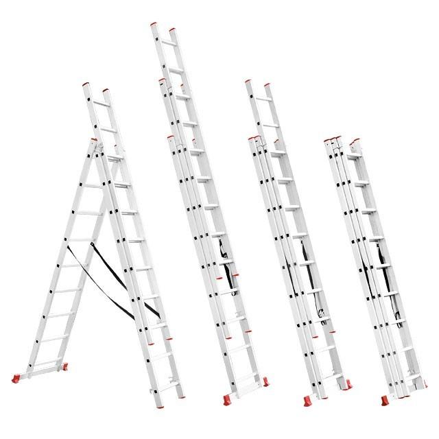 Лестницы трёхсекционные INTERTOOL Лестница универс. раскладная 3*8 ступ. 5,09м. LT-0308